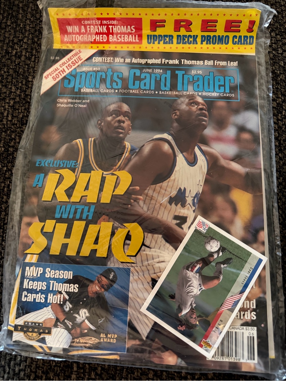 Sports Card Trader June 1994 Shaquille O’Neal Chris Webber Sealed Cobi Jones PR2